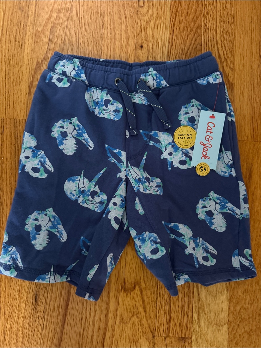 Cat & Jack Navy Shorts with Blue & Teal Dinosaur Skulls
